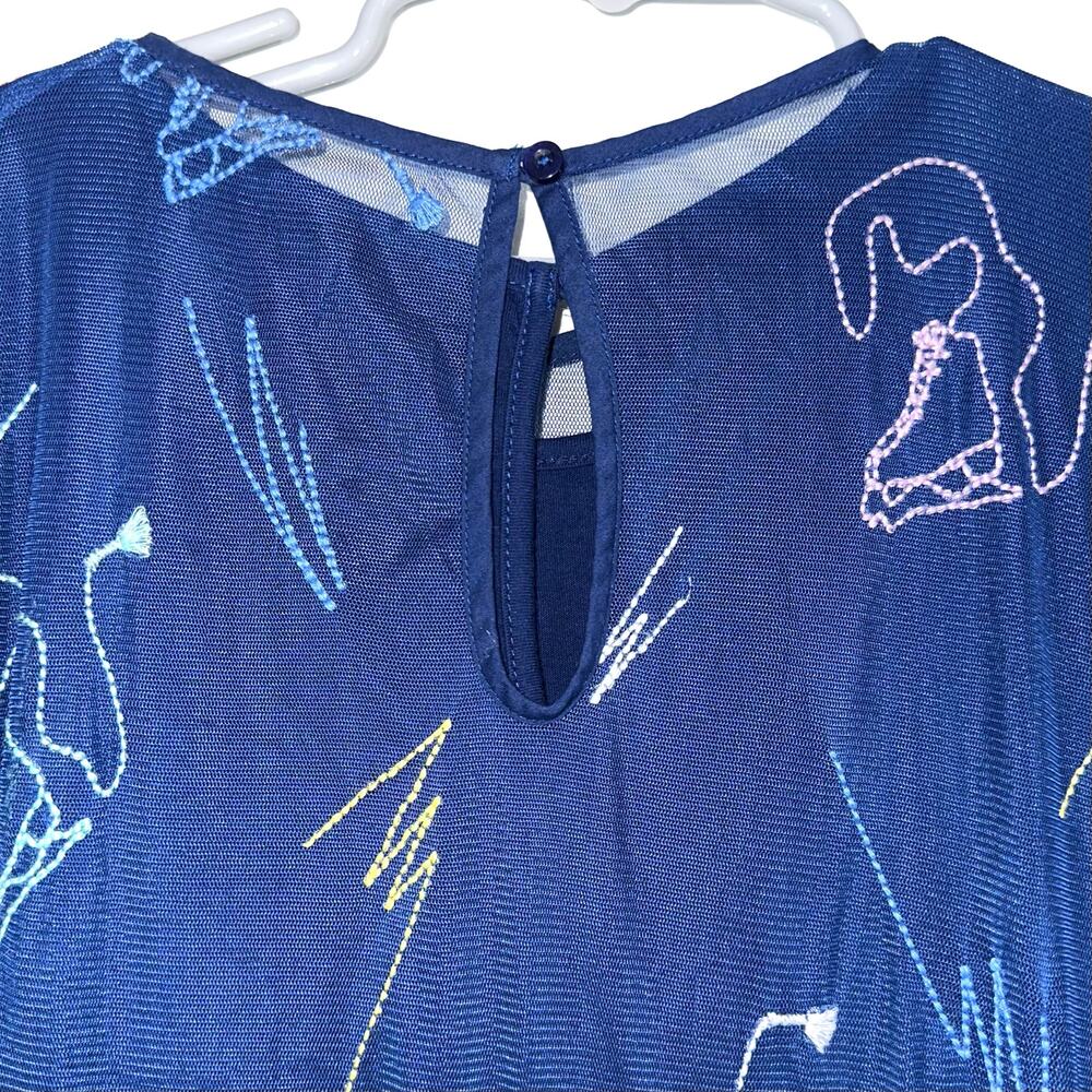 Stella McCartney Kids Girls Navy Blue Embroidered Skates Tulle Dress Size 12 - Picture 10 of 13